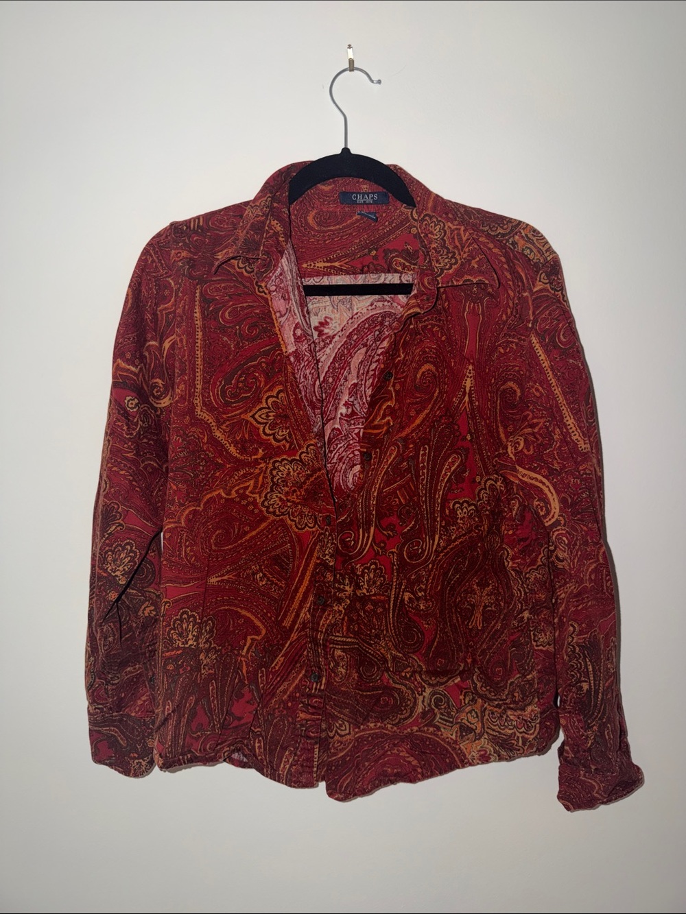 Chaps Burgundy Paisley Button Up Shirt